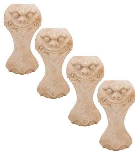 OEBUAFI Pied de Meuble sculpté Exquis en Bois Massif pour canapé, Table Basse, Meuble TV, Vert, Ensemble de 4 pour Bureau, Hôtel Familial
