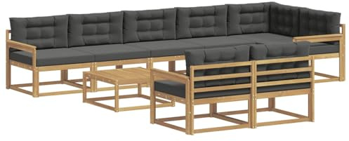 vidaXL Outdoor-Sofagarnitur 9 pcs Weiß und Anthrazit 79 x 79 x 37 cm, Patio-Sitzgruppe, modernes Outdoor-Sofa, langlebige Gartenmöbel, wetterfestes Lounge-Set für die Terrasse