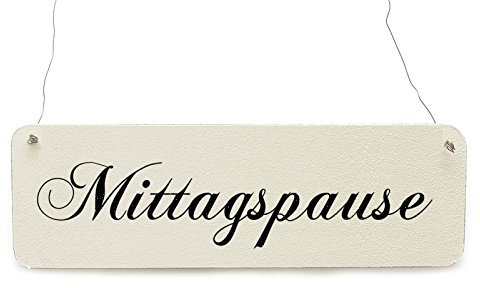 Interluxe Shabby Vintage Schild MITTAGSPAUSE Türschild Geschäft Werkstatt Laden Büro Salon