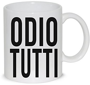 thedifferent Tazza Mug Odio Tutti - Tazza in Ceramica Thè/Latte - Idea Regalo