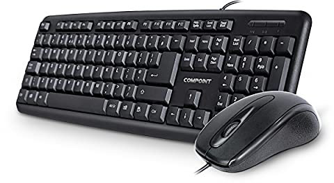 LMS Data Wired USB Full-size Multimedia Keyboard With Riser and Optical Mouse Desktop Combo Set For Windows, Pc / laptop, Qwerty UK Layout