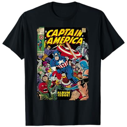 Marvel Captain America Avengers Comic Cover Graphic T-Shirt