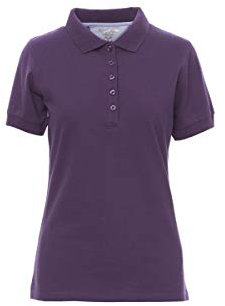 PAYPER Glamour Polo Sfiancata da Donna a Manica Corta 100% Cotone Effetto Perlato Spacchetti Laterali Rinforzo Sagomato retrocollo Inserti in Popeline Viola Indigo (XL)