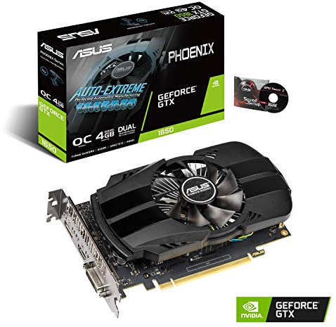 ASUS GeForce GTX 1650 4GB Phoenix Fan Overclocked Edition HDMI DP DVI Graphics Card (PH-GTX1650-O4G)