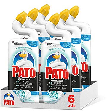 Pato, 750 ml WC Power Lejía fragancia Marine, Limpiador Quitamanchas para Inodoro, [Pack de 6][Todos los aromas], Blanco