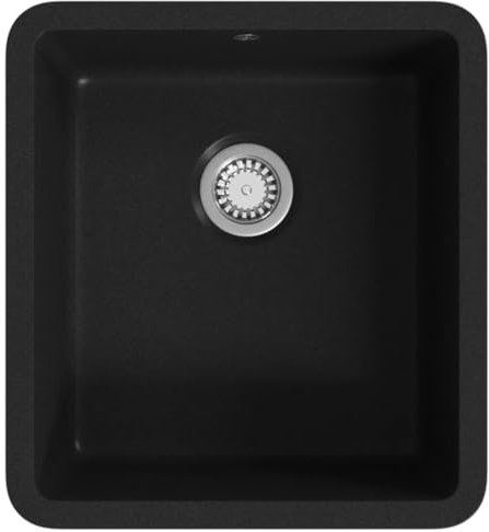 vidaXL Fregadero Cocina 1 Seno Negro Granito Fregadero Lavabo Caño Lavaplatos