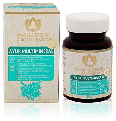 Maharishi Ayurveda Ayur Multimineral MA 1665 | Nahrungsergänzungsmittel mit Eisen, Zink & Kalzium | Ayurvedische Rezeptur mit Pflanzenteilen & Mineralien | Klassisches Bhasma-Verfahren | 60 Tabletten