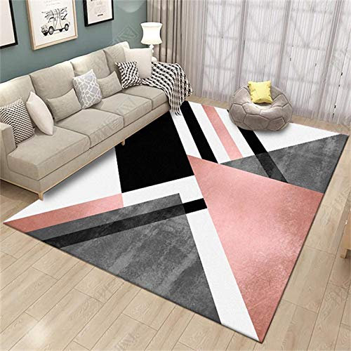 Outdoor-QJ Grande Tappeti Moderno Soggiorno Camera da Letto Cucina Antiscivolo Piano Tappetino Spessore 7 mm Stampa Geometrica Nera Rosa dei Venti in Metallo Pesante 0.6x0.9M
