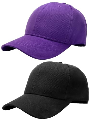 2 Baseball-Kappen für Männer und Frauen, verstellbare Größe, perfekt für Outdoor-Aktivitäten - Violett - Einheitsgröße