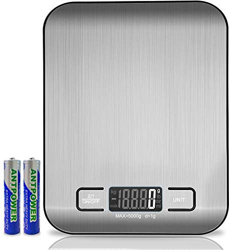 Digital Kitchen Scales, 5 kg Electronic Cooking Scales, Stylish Ultra-Thin Food Scales, Electronic Cooking Scales For Home And Kitchen With Lcd Display and Tare Function. (Silver-5kg)