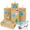 Adventskalender zum Befüllen Blau mit Wort, Adventskalender Selber Basteln, 25 Adventskalender Tüten mit Zahlenaufklebern und Klammern, Weihnachtskalender Bastelset für Kinder Mädchen Jungen