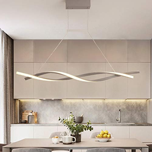 Esstisch Lampen LED Pendelleuchte Esszimmerlampe Wohnzimmer Hängelampe Dimmbar Landhaus Decken Leuchten Moderne Höhenverstellbar Schlafzimmer Büro Bad Küchen Kronleuchter (L120CM, Grau)