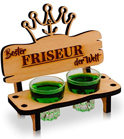 DARO Design Schnapsbank mit Schnapsglas und Kerze, Deko Anker und Herz Geschenk - Bester Friseur der Welt