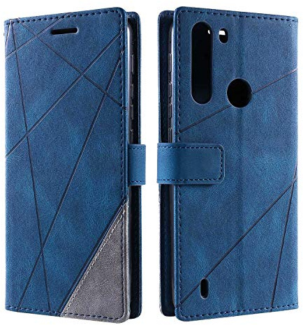 SONWO Coque pour Moto One Fusion, Etui en Cuir PU Portefeuille Housse Fermeture Magnétique und Flip pour Moto One Fusion, avec Fermeture Magnétique, Bleu