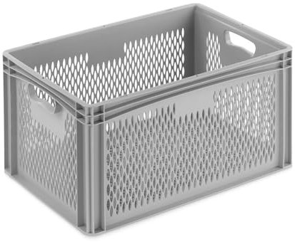 DIE BOX FABRIK Eurobehälter 600x400x320mm | Aufbewahrungsbox | Kunststoff Kisten | Lagerbehälter mit Griffen | robuste Stapelbox | Eurokiste | Mehrwegbehälter