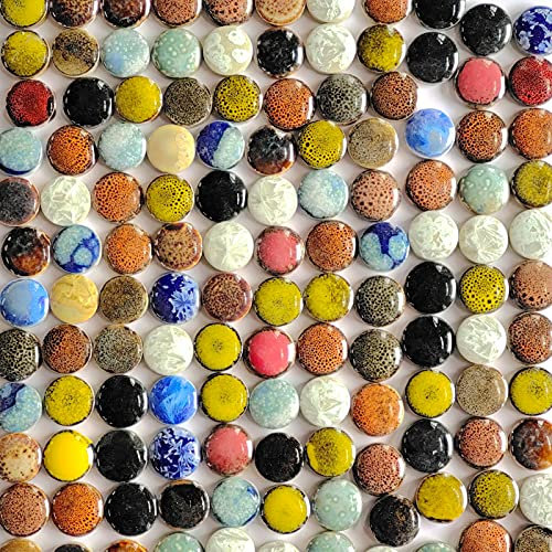 200 g Keramik-Mosaik-Fliesen, zufällige Farbe, gemischte runde Keramikfliesen, Großpackung für Bastelarbeiten, Teller, Blumentöpfe, Vasen, Tassen, Mosaikherstellung, Zubehör, 20 mm