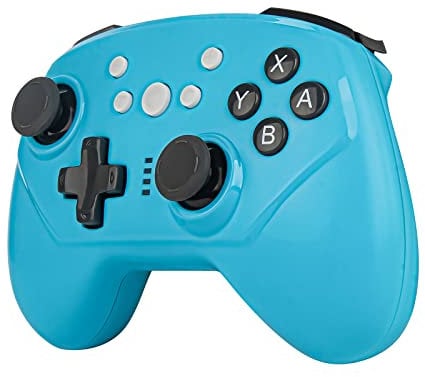 Geekria Mini Wireless Controller, Compatible with Nintendo Switch OLED, Switch, Switch Lite, Android Devices and PC, Portable Gaming System Gaming Controller, Auto Turbo Function (Blue)