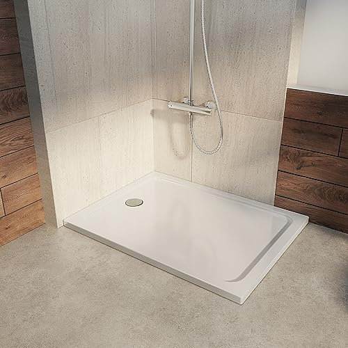 4cm Superflach Duschwanne 75x90cm Duschtasse Acrylwanne für Duschkabine Dusche Mit Ablaufgarnitur
