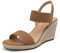 DREAM PAIRS Alpargatas Cuña Mujer de 8cm Sandalias Mujer Zapatos de Tacón Comodos Cordones Elasticas de Tobillo Verano,Size 36.5,Camello,SDPW222W