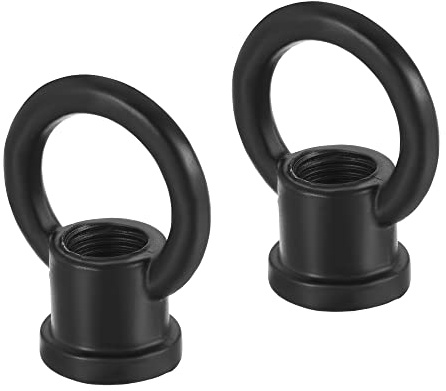 MECCANIXITY Eye Nut 15kg Max Load 29x35mm M10 Thread Ring Shape Female Loop for Hanging Lamp Chandelier, Black Pack of 2