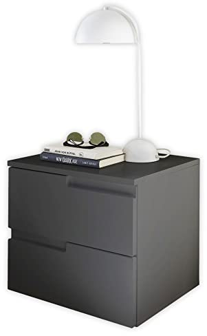 SPICE Nachttisch in Graphit matt - Moderner Nachtschrank mit Schubladen und viel Stauraum - 46 x 42 x 40 cm (B/H/T)