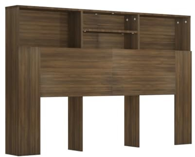 vidaXL Armoire de Tête de Lit Murale Meuble de Chambre à Coucher Tête de Lit avec Rangement Accessoire de Lit Double Chêne Marron 160x19x103,5 cm