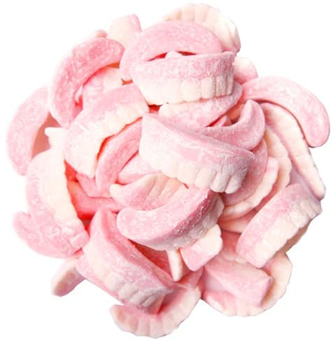 Sweets and Candy® Milk Teeth 1Kg Bulk Bag – Strawberry & Vanilla Flavoured Tooth Shaped Candy – Retro Sugar Dusted Gummy Pick and Mix Sweets for Party Bags, Sweet Tables & Sharing