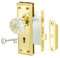 newliplace Mortise Lock Set with Crystal Glass Knob, Gold Antique Door Knobs with Lock and Key, Fit Interior Door, Polished Brass Finish