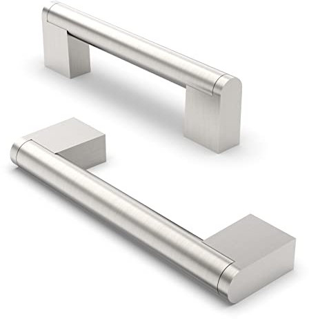 FURNIWARE 10 Pack Cabinet Pulls, Hardware Drawer Handles, Stainless Steel Kitchen Cabinet Door Handles Pull, Brushed Nickel-96mm(3.7 Inch) Hole Center