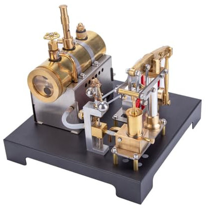 KAROON Steam Engine Model, Full Metal Support Steam Engine Model and Reclining Boiler with Centrifugal Regulator, DIY Kit (84 Pieces)