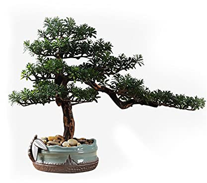 Künstliche Pflanze Künstlicher Bonsai-Baum, gefälschte Pflanze, Keramik, Topfpflanze, Kieselstein, Bonsai, Keramiksockel, Heimbüro, Innendekoration, Ornamente, künstliche Zimmerpflanzen (Farbe: A)
