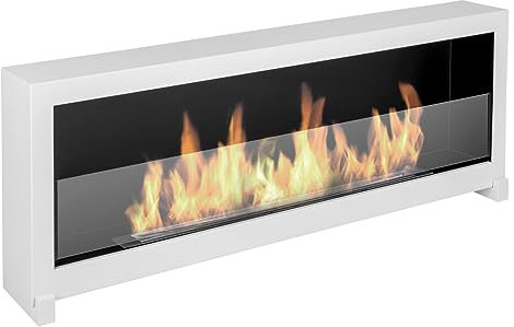 UNA Biochimenea Independiente S-Line Box 120 cm. Chimenea de bioetanol 1200 mm Blanco Mate, de pie o de Pared. Una Chimenea bioetanol en Forma de Caja también se Puede Colgar en la Pared.