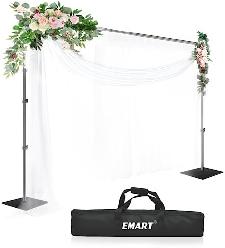 EMART Heavy Duty Backdrop Stand 10x10ft(HxW) Adjustable Background Support System Kit with Steel Base for Photography, 3m Photo Back Drop Frame for Parties Birthday Video Studio - Black