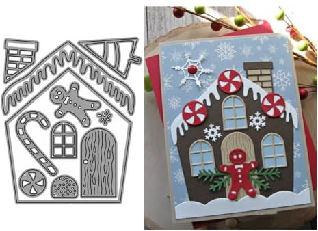 Sredwtk Lebkuchenhaus Stanzschablonen Weihnachten Haus Cutting Dies Weihnachten Papierbasteln Schablonen für Scrapbooking, Fotoalbum, Karte, Papier Dekoration, Geschenk