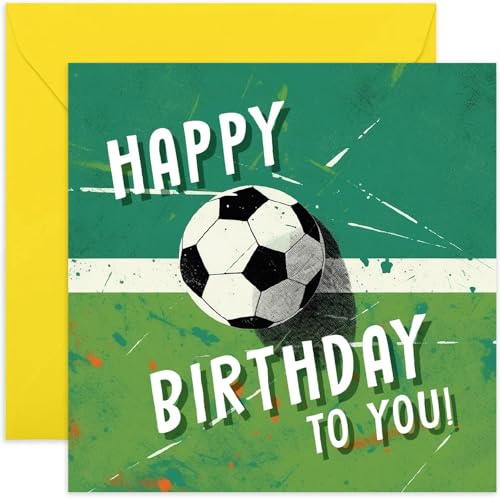 Old English Co. Fußball-Geburtstagskarte für Jungen oder Mädchen – Sport-Footie-Geburtstagskarte Geschenk für Sohn, Tochter, Vater, Bruder, Ehemann – Geburtstagskarte für Männer und Jungen, blanko