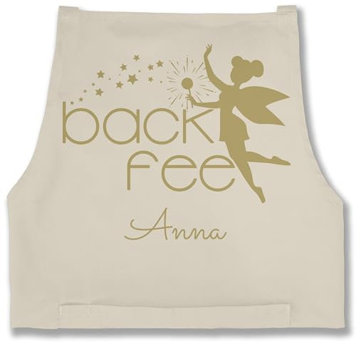 Schürze - Backschürze Damen Frauen - Back Fee I Backfee I Geschenk Backen I Hobbybäckerin - 85x69 - Natur Weiß - personalisierte geschenke bäckerschürze gift baking bäcker kochschürzen