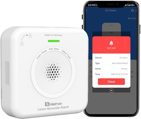HEIMAN Detector de monóxido de carbono WiFi, detector de CO, duración de 10 años, EN50291, detector inteligente de monóxido de carbono con aplicación Tuya y SmartLife, portátil (WS-725ES)
