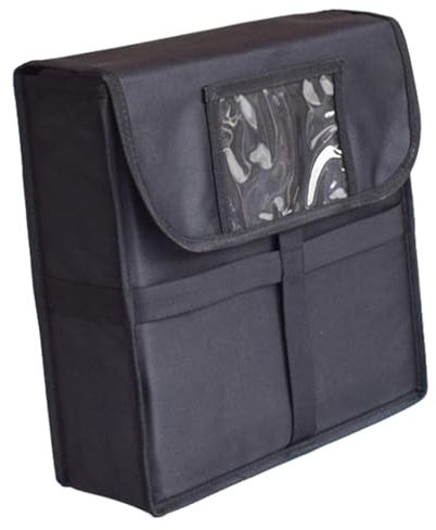 Folpus Pizza-Entwicklungstasche, großes Fassungsvermögen, 33 cm x 33 cm x 11 cm, zum Frischhalten von Pizza, isolierte Taschen, Lebensmittel-Liefertasche für, Schwarz