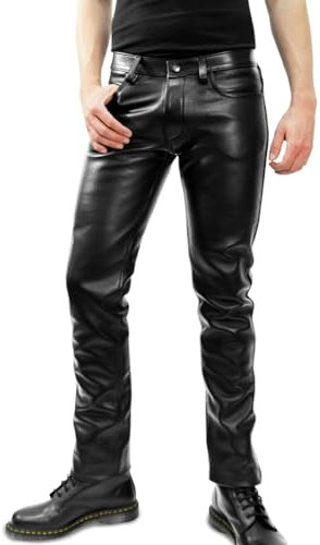 Bockle® 7 BoB Pants Skinny Lederhose Herren Leder Jeans, Size: 42W / 36L