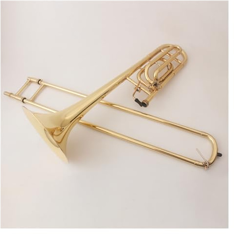 Posaune Instrument B-Dur Zu F-Tenor. Tonhöhe Ändern. Posaune Aus Messing, Goldlackiert, Posaune Mit Mundstück