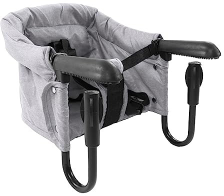 Table High Chair, Compact 3 Point Belts, High Safety, Hook On Foldable Chair for Travel (Gray)