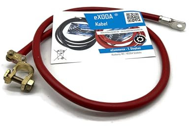 eXODA Batteriekabel Plus Polklemme Plus (+) 35 mm² 50 cm M8 Rot mit Klemme für sichere Stromübertragung im Fahrzeug robuste Verarbeitung hoher Kupferanteil