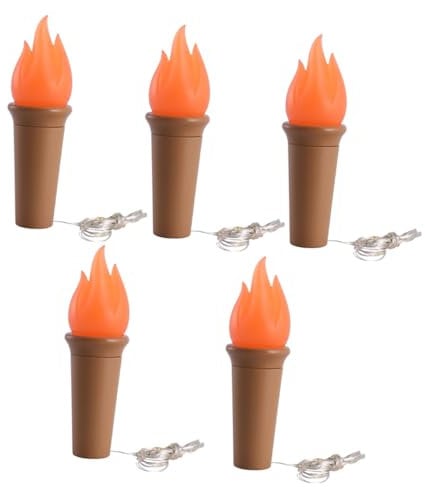ABOOFAN 5pcs Led Flame Bottle Stopper Lights Waterproof Decorative Light Strings Warm White 20-led String for Bar and Party Bottle Decoration