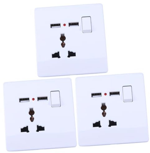 jojofuny 3 Stück Dual-usb-steckdosenladegerät 2 a Ausgang 110 V 3-polige Buchse Geeignet für Handys Tablets Kameras Mp3-player