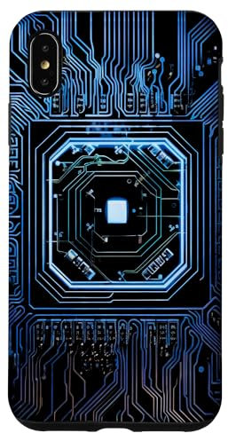 Hülle für iPhone XS Max Motherboard Microchip Circuit Black IT Computer Hintergrund