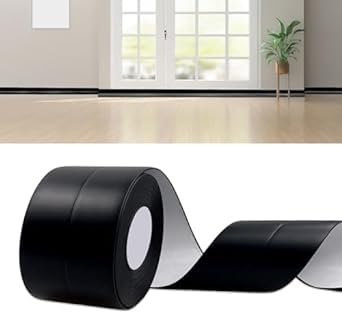 DIKARIYA Plinthe Souple Autoadhésive PVC 50x20mm 18m Noir, Flexible Ruban Autocollante d'Étanchéité pour Cuisine et Salle de Bain