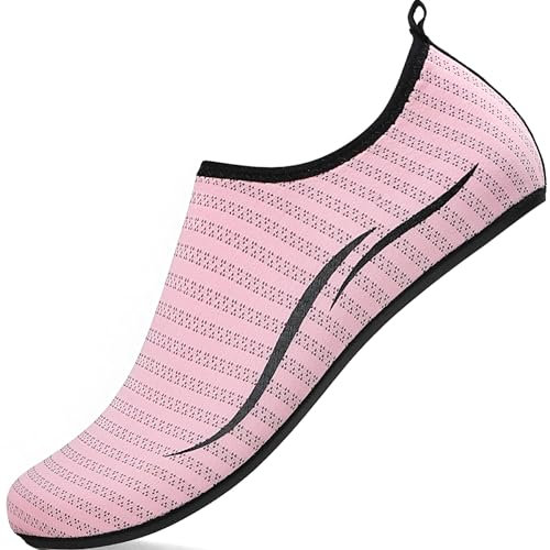 RUOMU Chaussures aquatiques pour femme - Séchage rapide - Antidérapantes - Légères - Chaussures de plage - Chaussures de surf - Chaussures pieds nus pour homme et femme, 785 rose, 41 EU