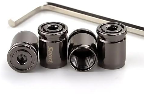 JGDLBXJY Ventilkappen Auto für VW Arteon Shooting Brake R-Line ab Bj. 11/2020,Aluminium Reifenventilkappen-4 Set Auto Reifenventil Kappe Staubkappen Dichtung für Stabilen Reifendruck,Black