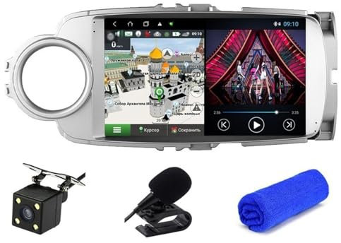 MUEOSI DSP 4G Android 10 Yaris 2012 2013 2014 2015 2016 2017 Autoradio Stereo Auto Radio Lettore multimediale DVD Navigazione GPS schermata di gioco dell'auto(T9 8Core 6G 128G CAM)