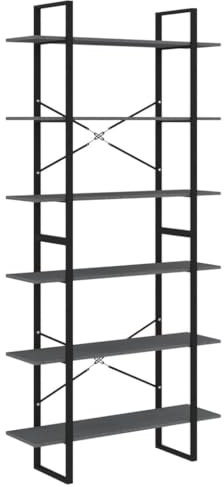 Bücherregal Wandregal Standregal Wohnzimmer Regal Hochschrank, Grau 100x30x210 cm Massivholz Kiefer